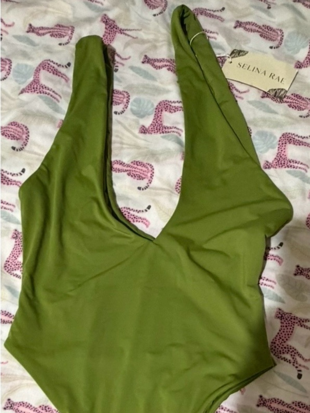 Selina Rea One-Shoulder Olive Green Cutout Women's Swimsuit - Picture 9 of 9